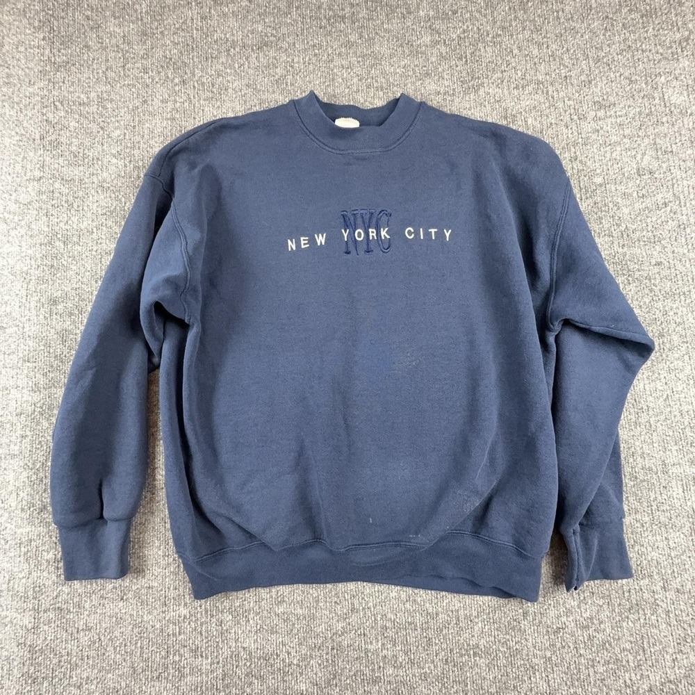 Fruit Of The Loom Sweatshirt Mens XL Blue NYC New York City Crewneck Graphic